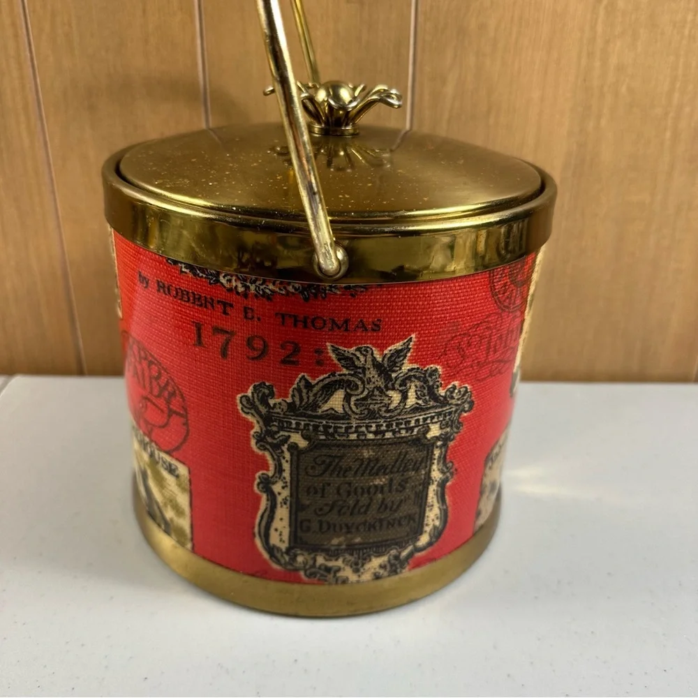 Vintage Ice Bucket Serv-Master Creations Advertising Mid Century Modern Red